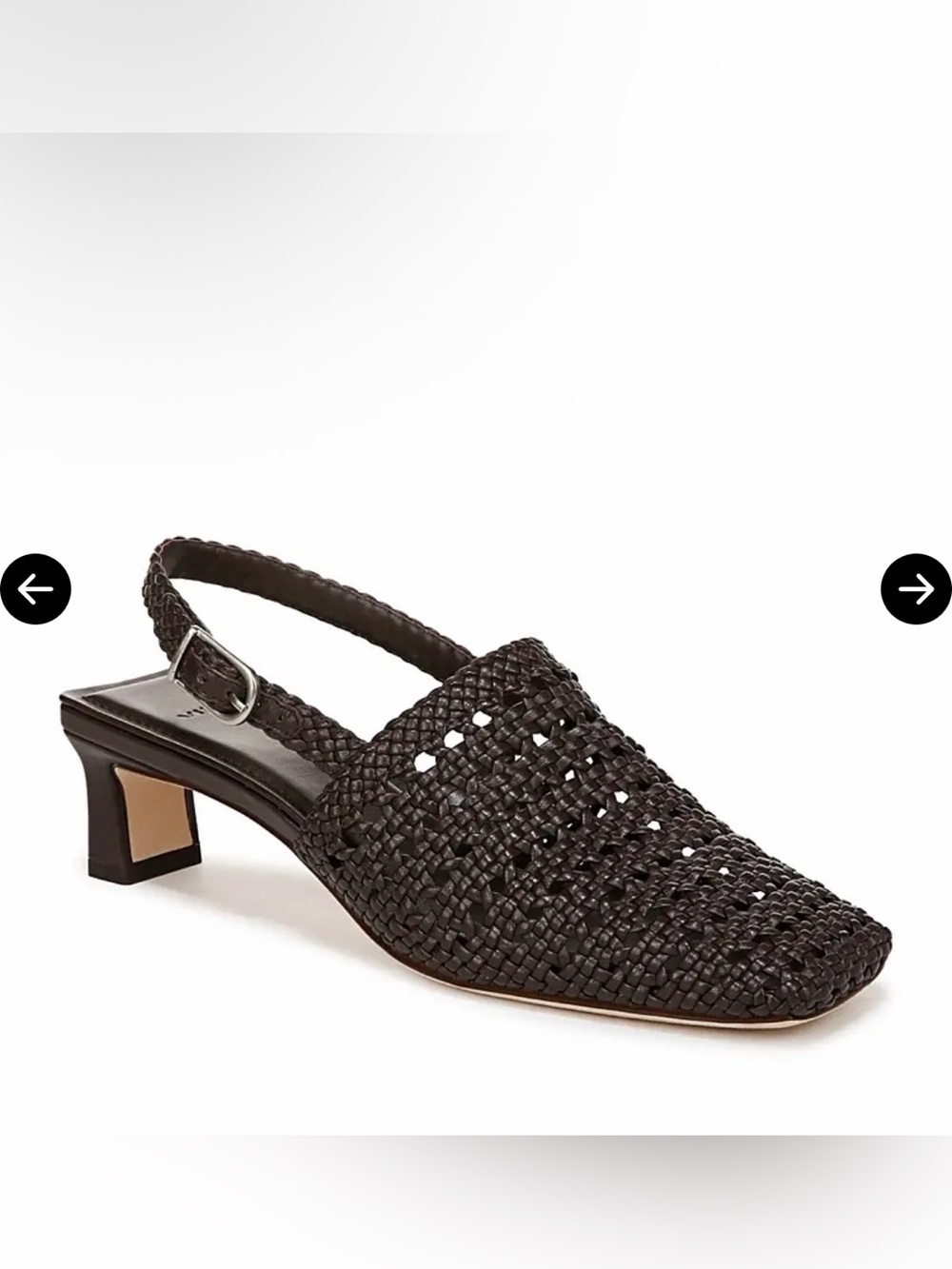 Vince Black Woven Slingback Mid Heel Mule